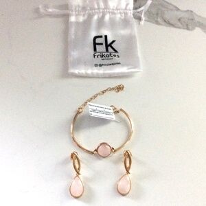 Contemporary Brazilian Rose Quartz *LOVE DROP* Bracelet & Earrings Set